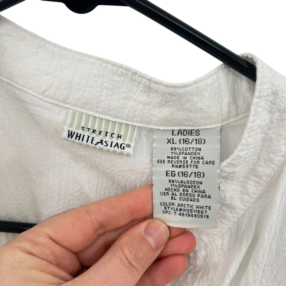 White Button Front Shirt Dress XL Sleeveless Cotton Summer Minimalist Resort - Picture 3 of 8